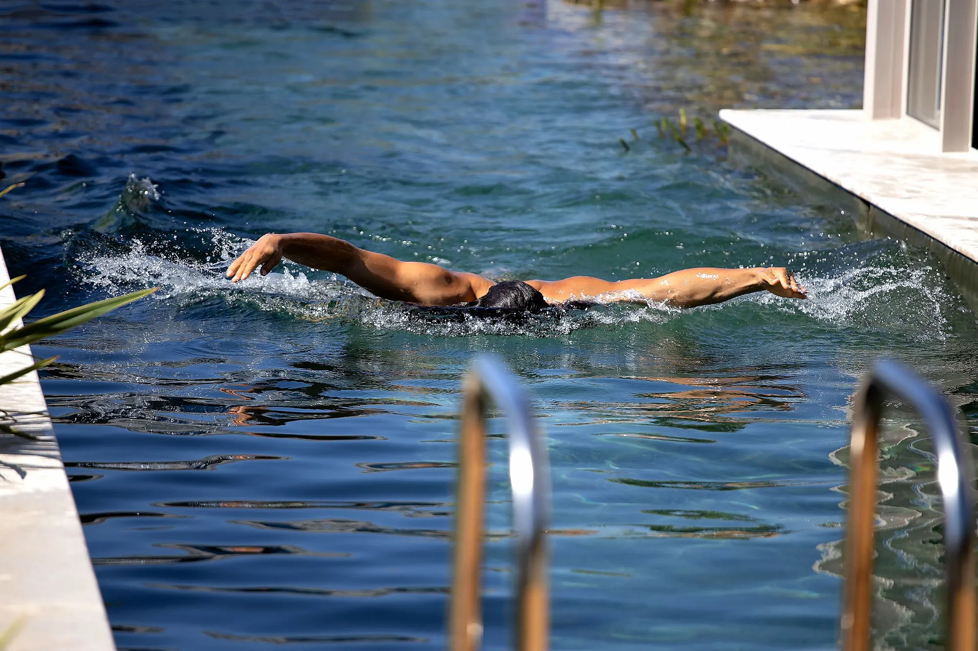 Swimming in the natural pool